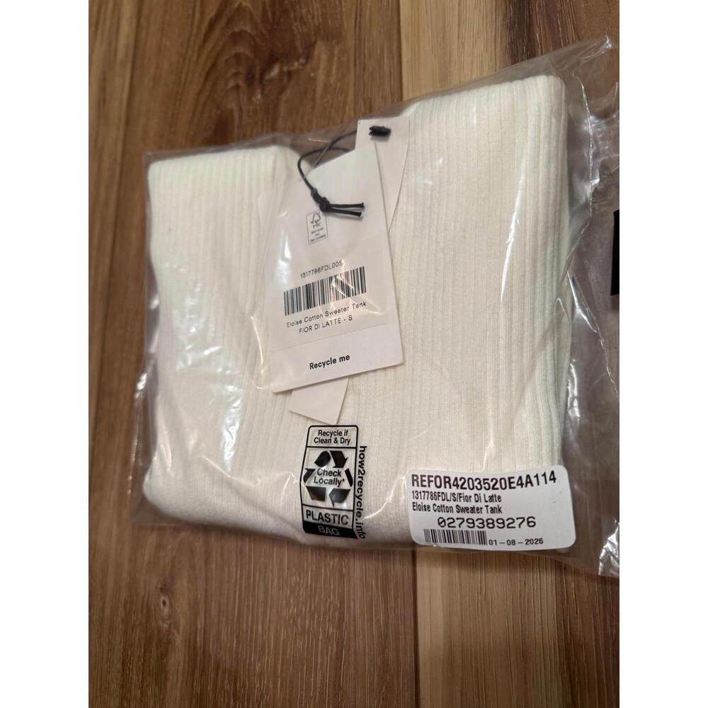 Reformation Cream Ribbed Button-Front Tank Top - Picture 3 of 5